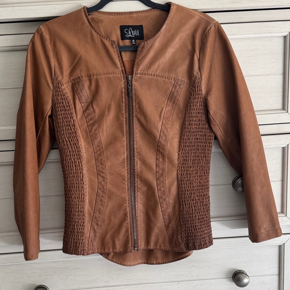 Luii Brown Faux Leather Jacket SZ Medium